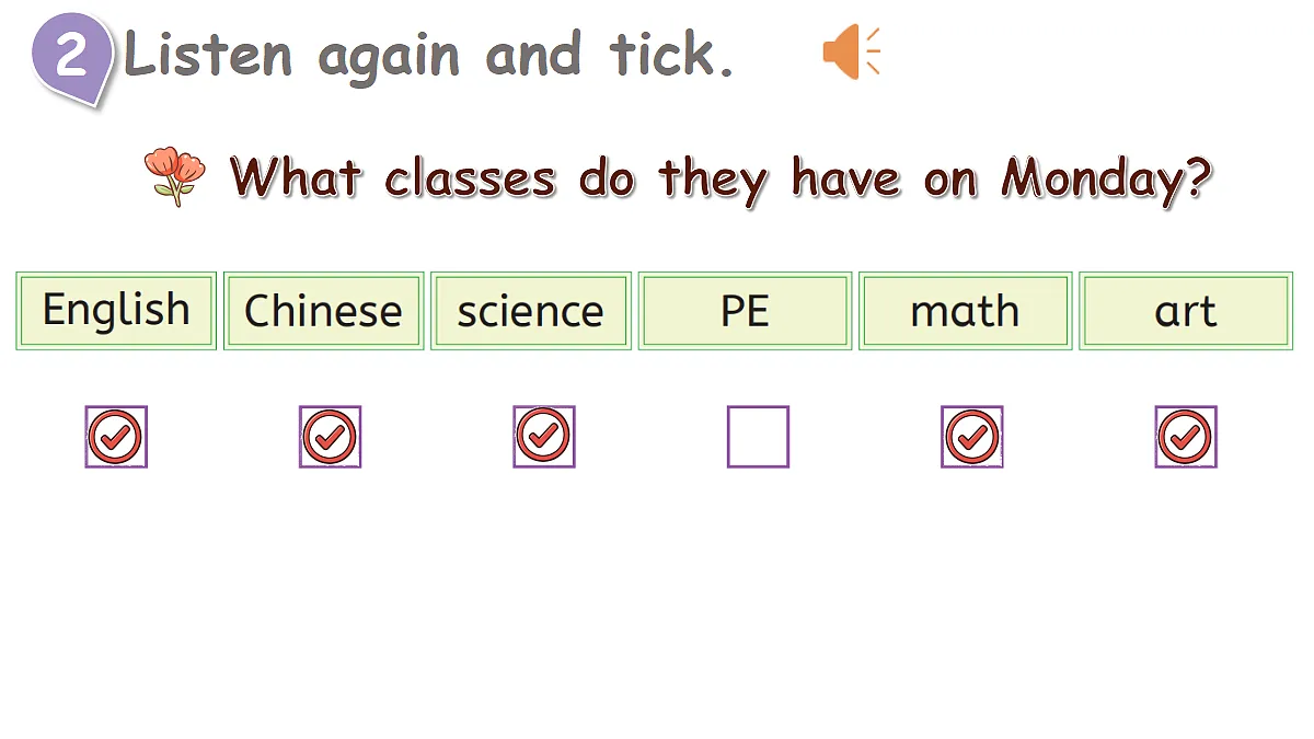 Lesson 1 What classes do we have on Monday?第8页