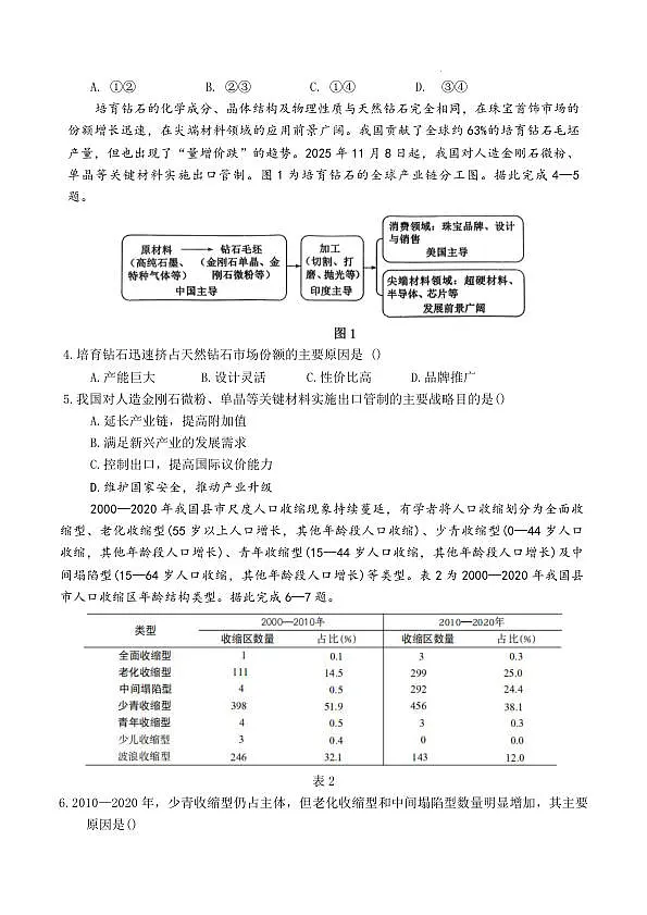 山东省东营市2026届高三年级第一次诊断性测试 地理第2页
