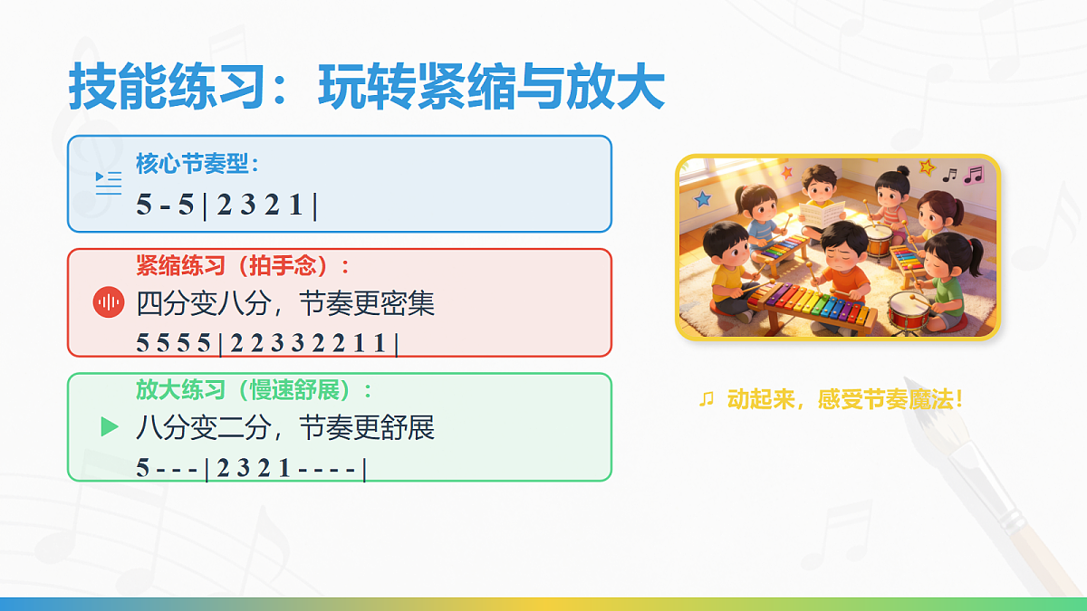 人教版(2026)三年级下册音乐第四单元第3课创乐工坊《紧缩与放大》课件第6页