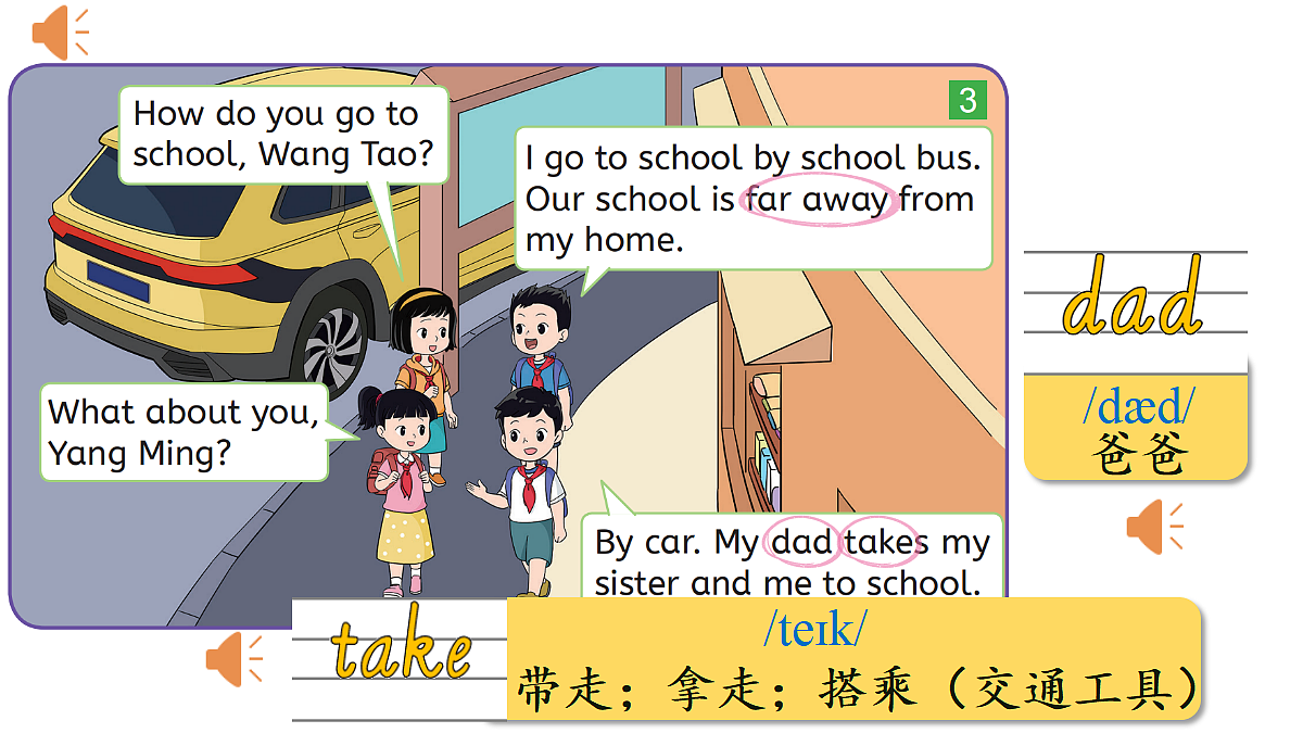 Lesson 1 How do you go to school?第4页