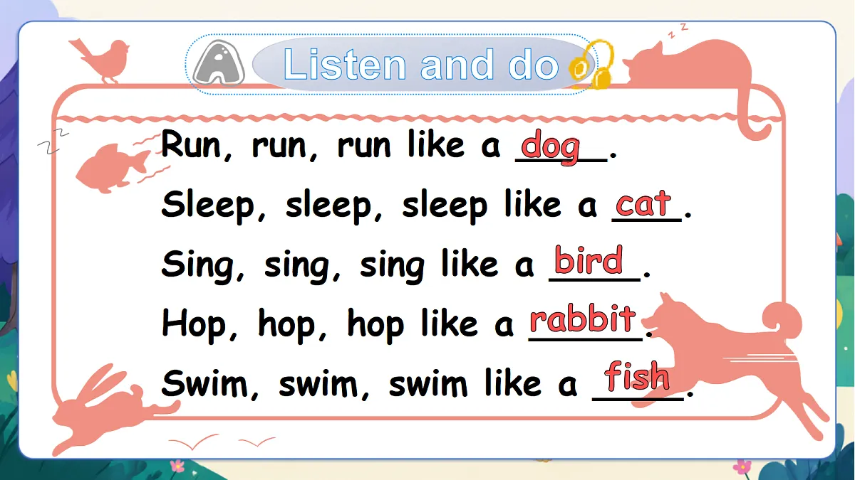 (新教材)人教版PEP英语三上Unit 3 《Our animals friends》 PB Let's talk 课件第4页