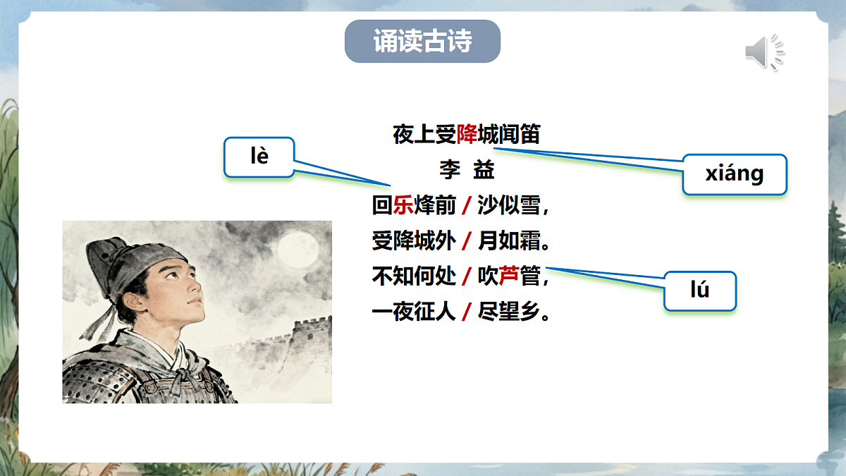 人教部编版语文七上 第三单元 课外古诗词诵读《夜上受降城闻笛》课件第6页