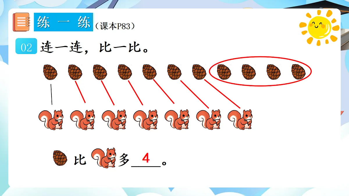 人教版小学数学一年级上册 第8课时《练一练(P83-P84)》课件第3页