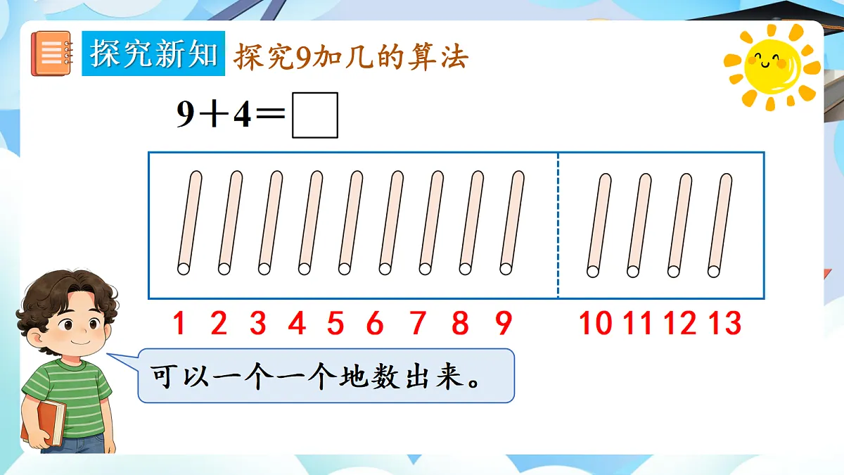 人教版小学数学一年级上册 第1课时《9加几》课件第7页