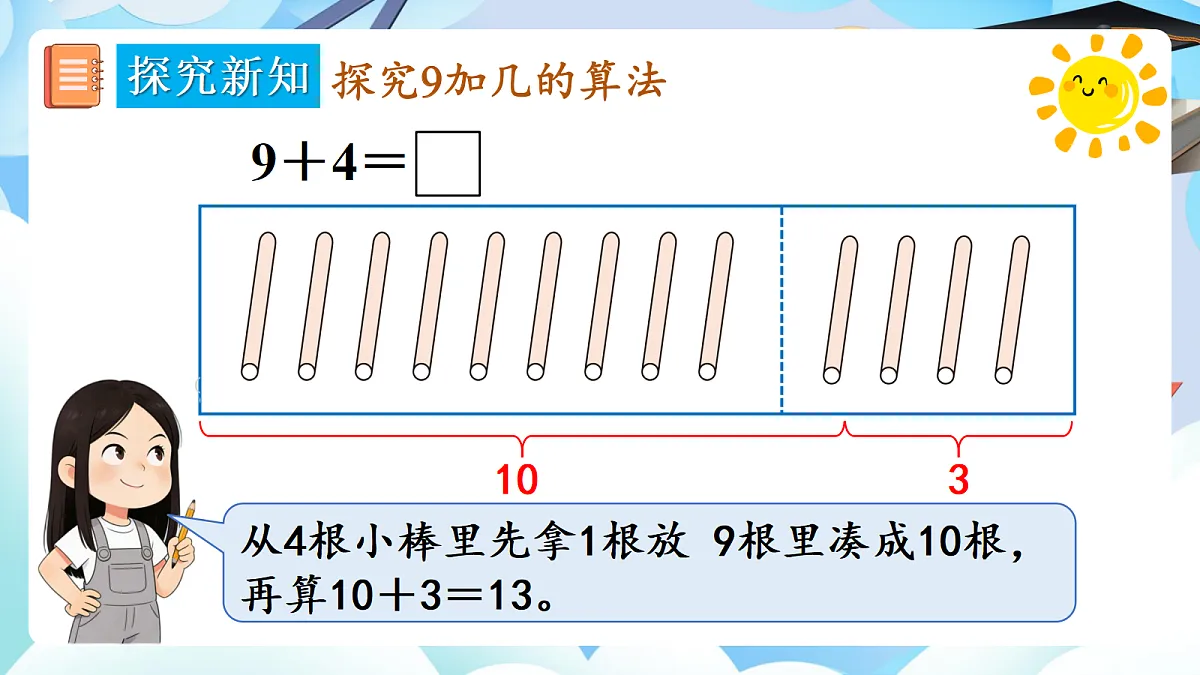 人教版小学数学一年级上册 第1课时《9加几》课件第8页