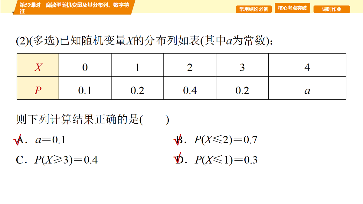 第十章 第53课时 离散型随机变量及其分布列、数字特征第4页
