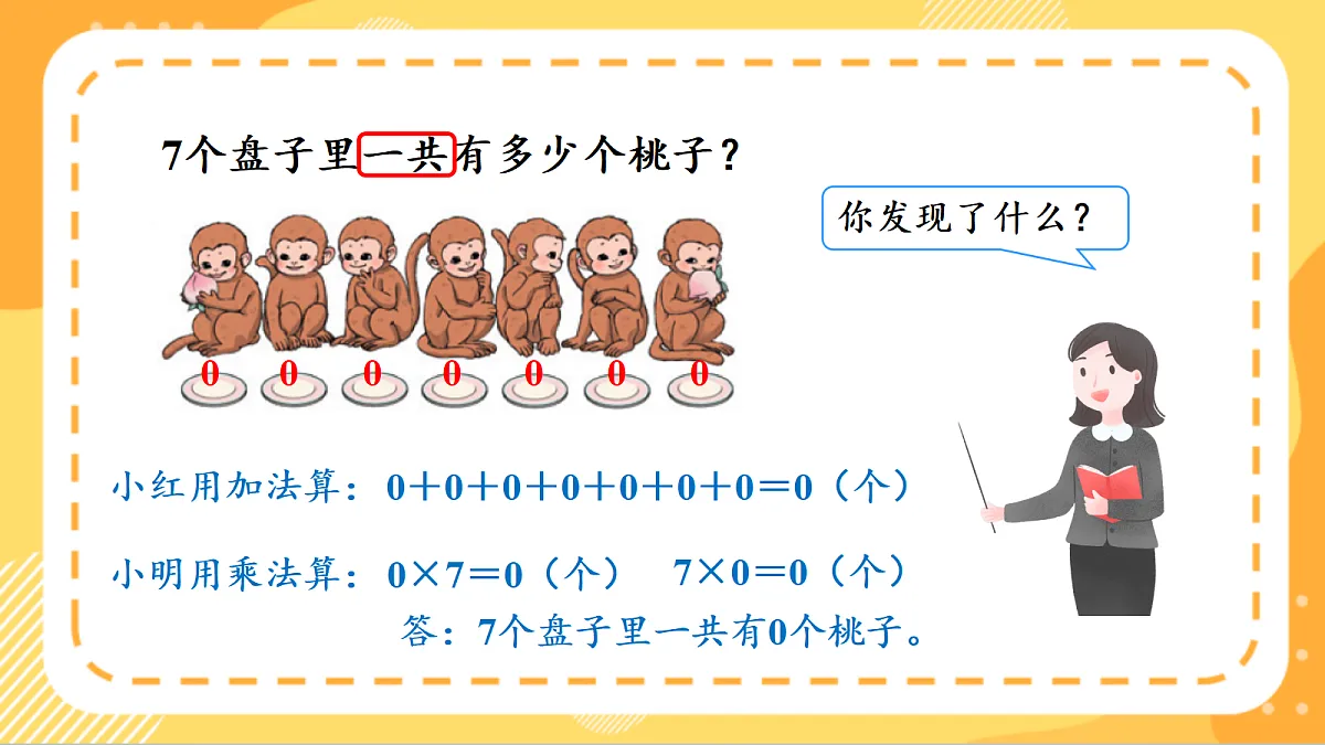 (新教材)人教版数学三上 4.5《 有关0的乘法》课件第7页