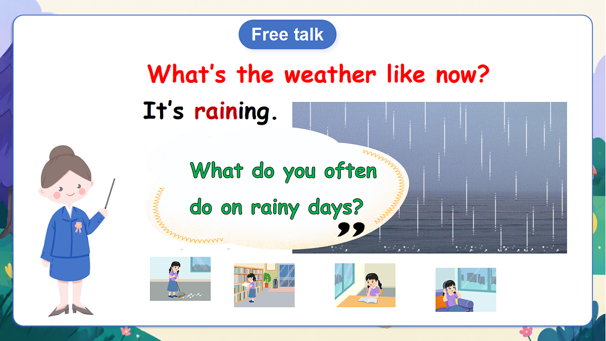 (新教材)人教版PEP英语四上Unit 5 《The weather and us》PB Let's talk 课件第6页