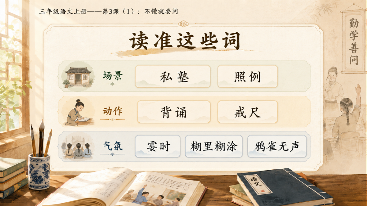 小学六年制统编教材系列课件——三年级语文上册第3课(1):不懂就要问第5页