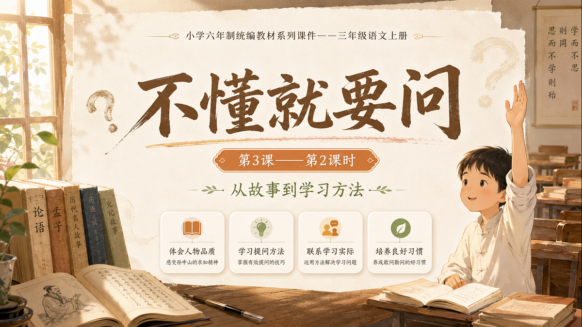 小学六年制统编教材系列课件——三年级语文上册第3课(2):不懂就要问第1页
