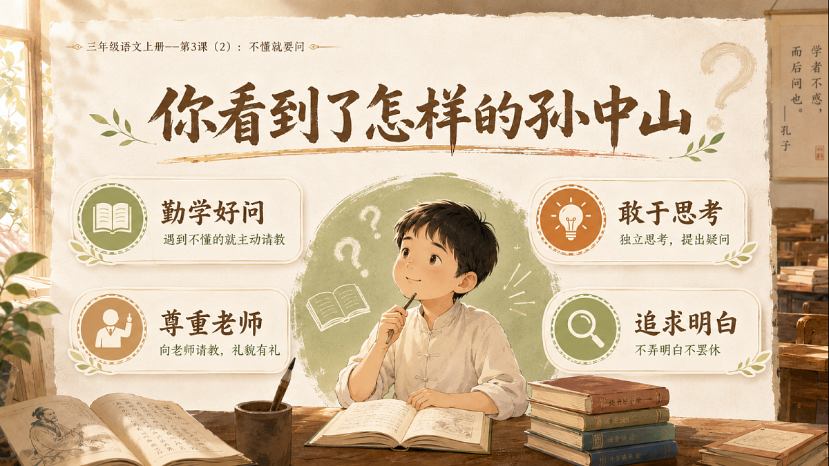 小学六年制统编教材系列课件——三年级语文上册第3课(2):不懂就要问第8页