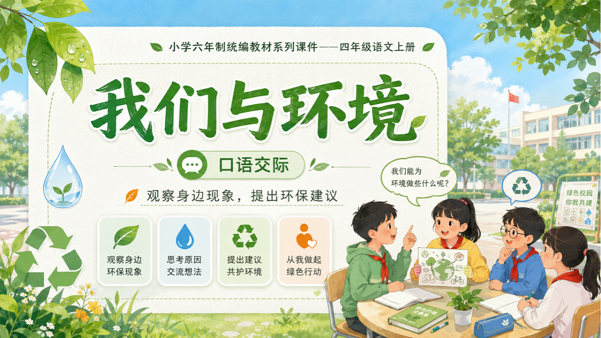 小学六年制统编教材系列课件——四年级语文上册口语交际:《我们与环境》第1页
