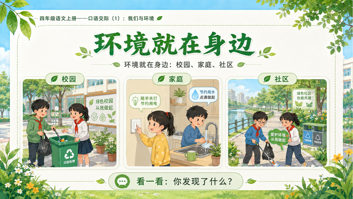 小学六年制统编教材系列课件——四年级语文上册口语交际:《我们与环境》第3页