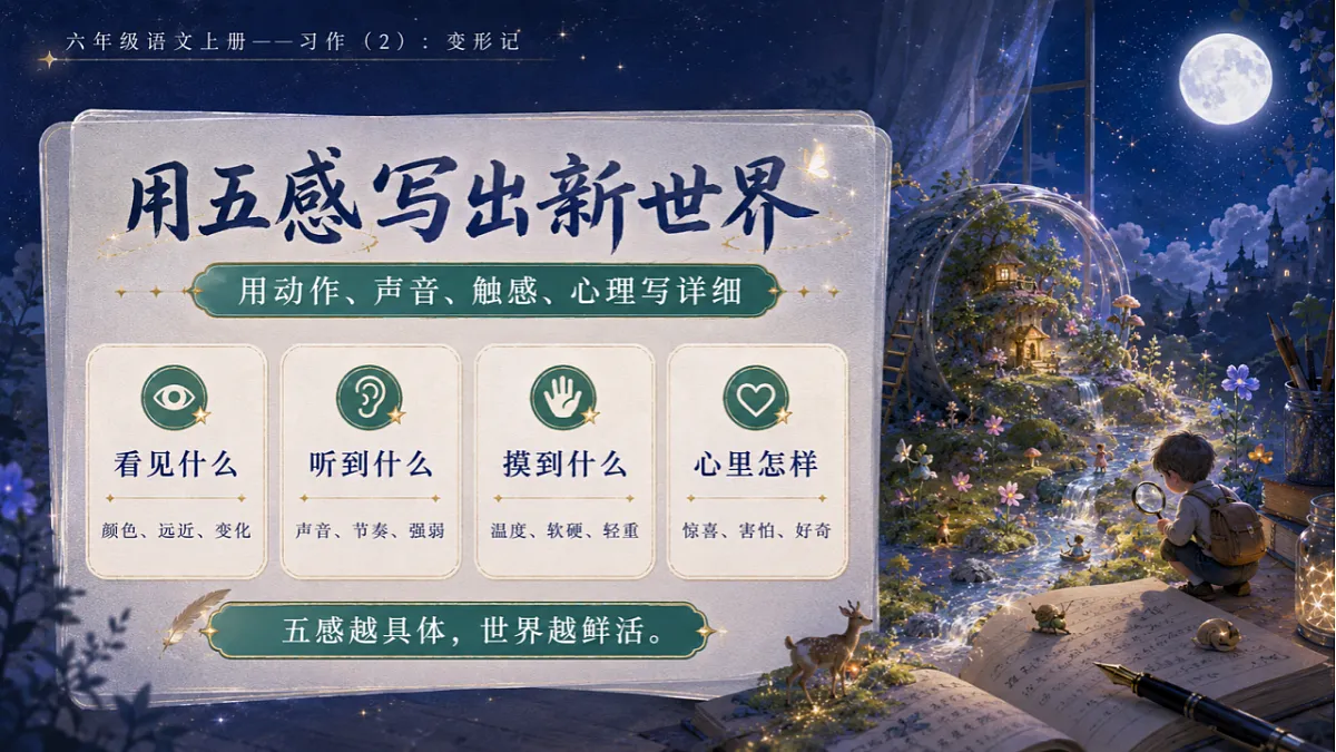 小学六年制统编教材系列课件——六年级语文上册习作(2):变形记第5页