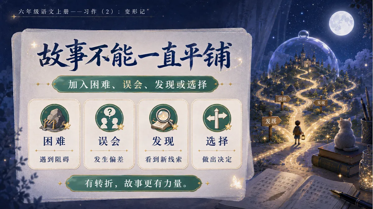 小学六年制统编教材系列课件——六年级语文上册习作(2):变形记第6页