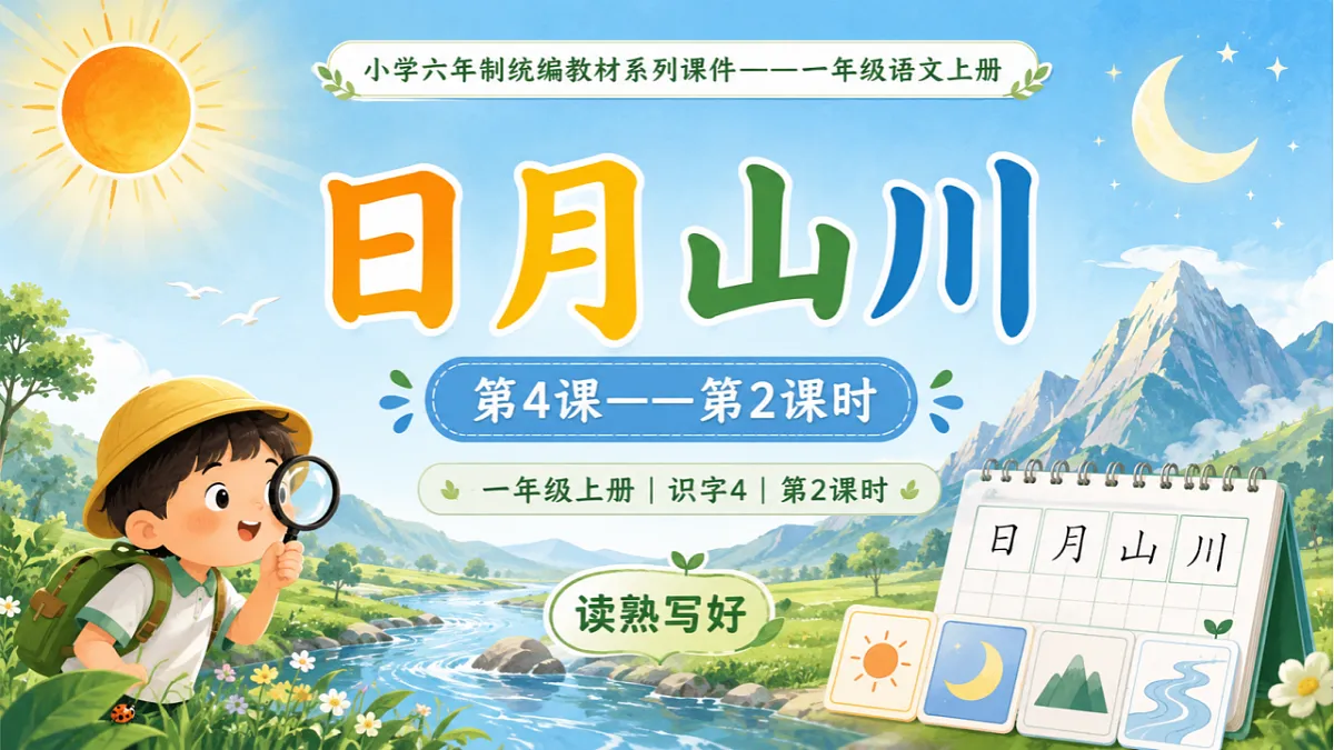 小学六年制统编教材系列课件——一年级语文上册第4课(2):日月山川第1页