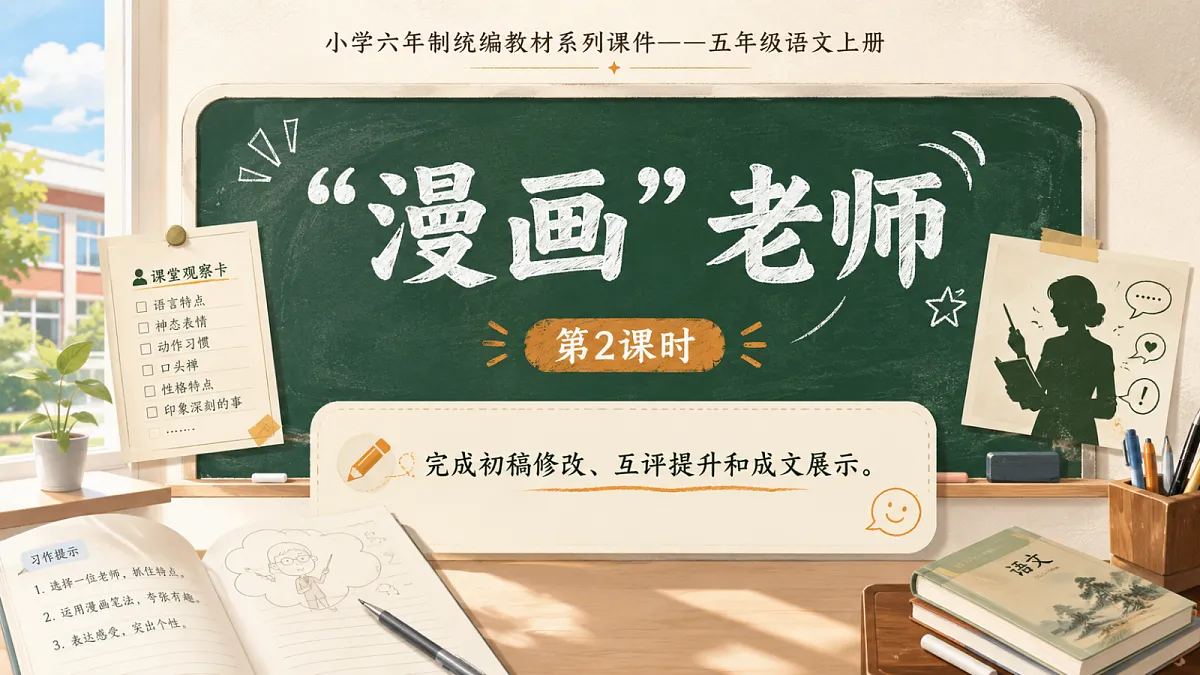 小学六年制统编教材系列课件——五年级语文上册:习作:“漫画”老师(2)第1页