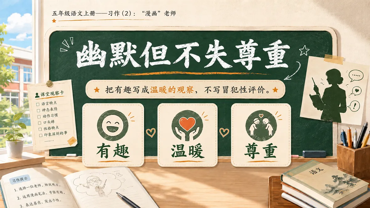 小学六年制统编教材系列课件——五年级语文上册:习作:“漫画”老师(2)第8页