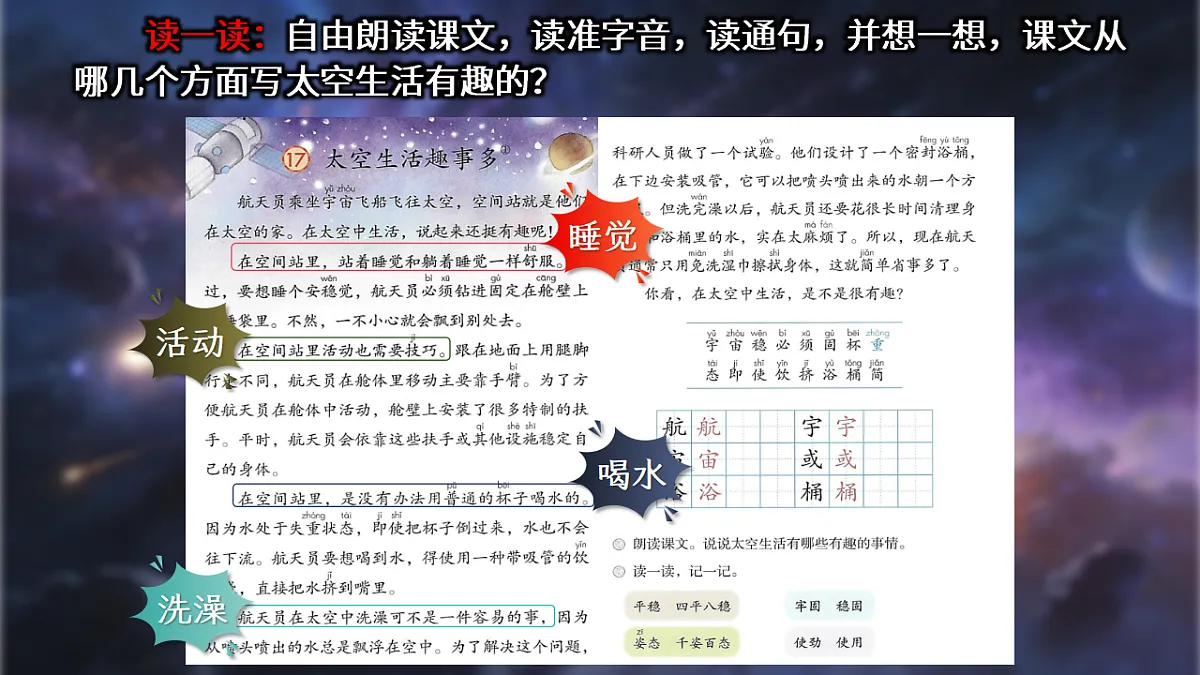二下 六单元 ④《太空生活趣事多》第6页