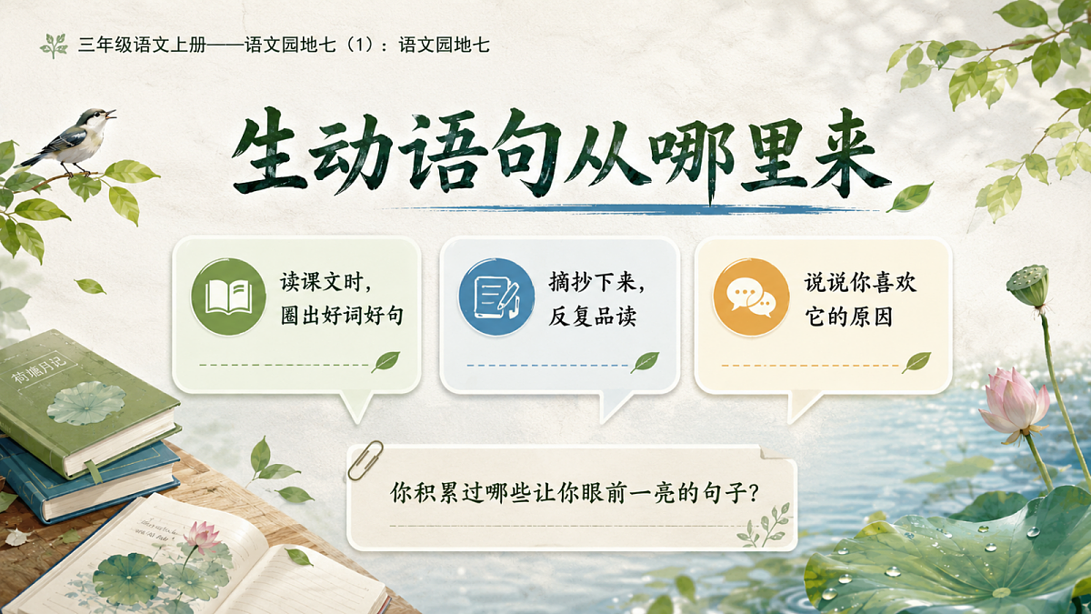 小学六年制统编教材系列课件——三年级语文上册:语文园地七(1)第4页