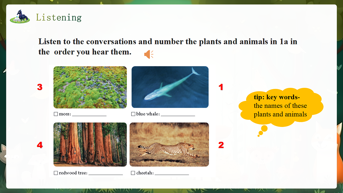 人教2024初中英语八年级上册Unit4Amazing Plants and Animals SectionA1a-1d课件第7页