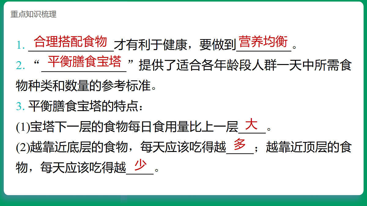 1.3营养要均衡 课堂重点知识笔记课件第2页