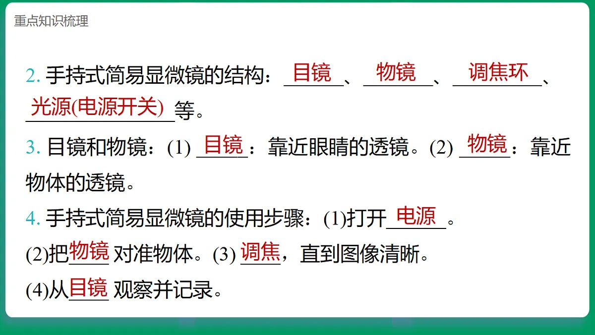 1.3用简易显微镜观察 课堂重点知识笔记课件第3页