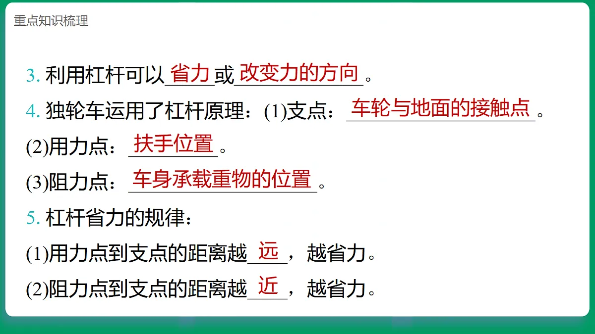 2.2独轮车省力的秘密 课堂重点知识笔记课件第4页