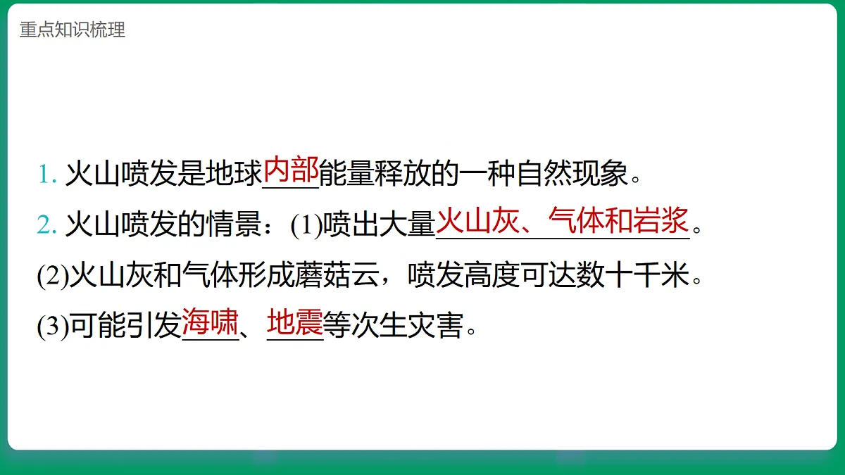 4.2火山喷发对地表的作用 课堂重点知识笔记课件第2页