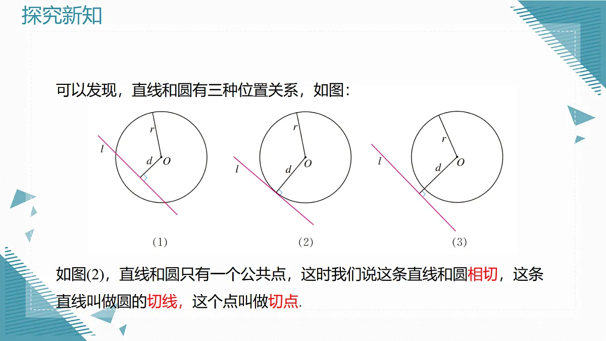 2026学年新人教版初中数学九年级上册30.1.1直线与圆相离、相切、相交课件第7页