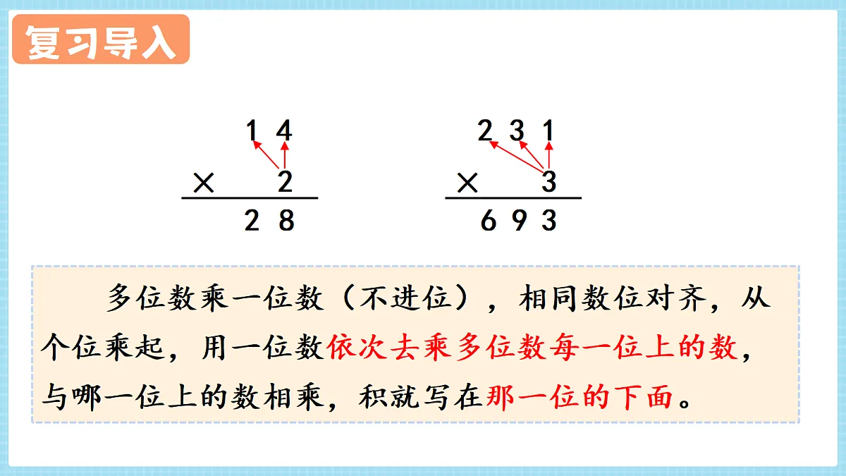人教版小学数学四年级上册 第4课时《笔算乘法(不进位)》课件第3页