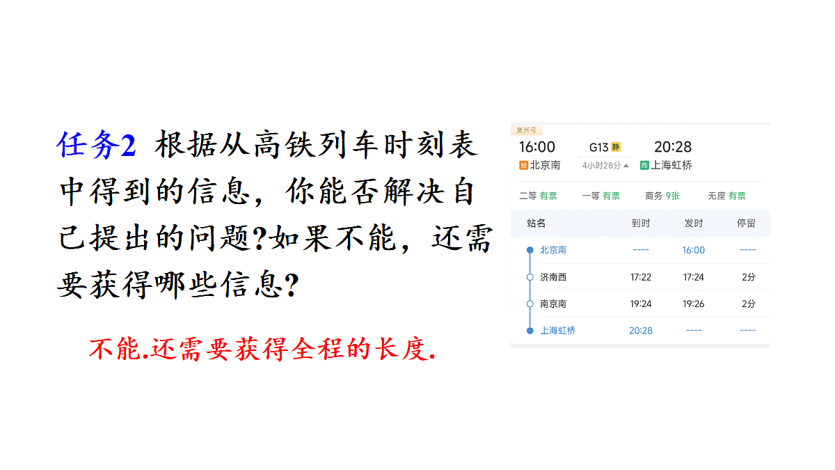 综合与实践 高铁列车运行中的数量关系第7页