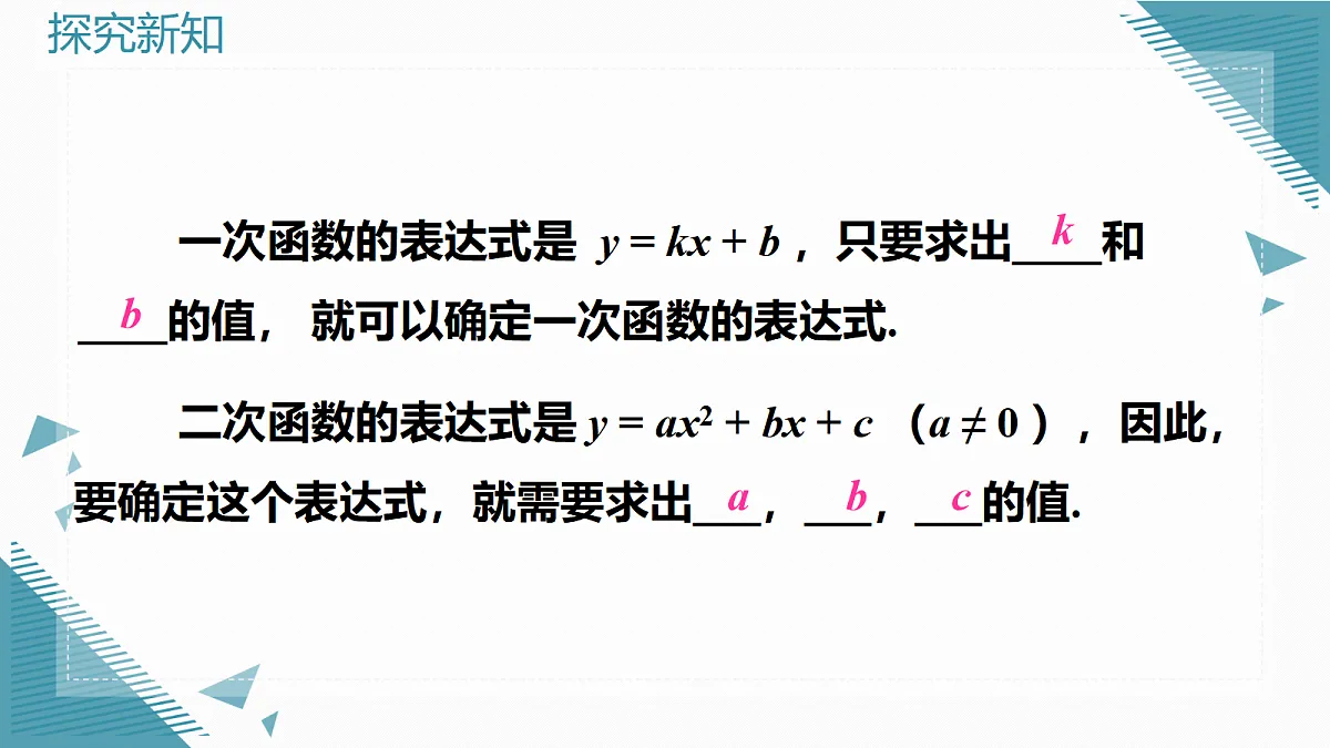 2026学年新湘教版初中数学九年级上册4.3 二次函数的表达式的求法课件第4页