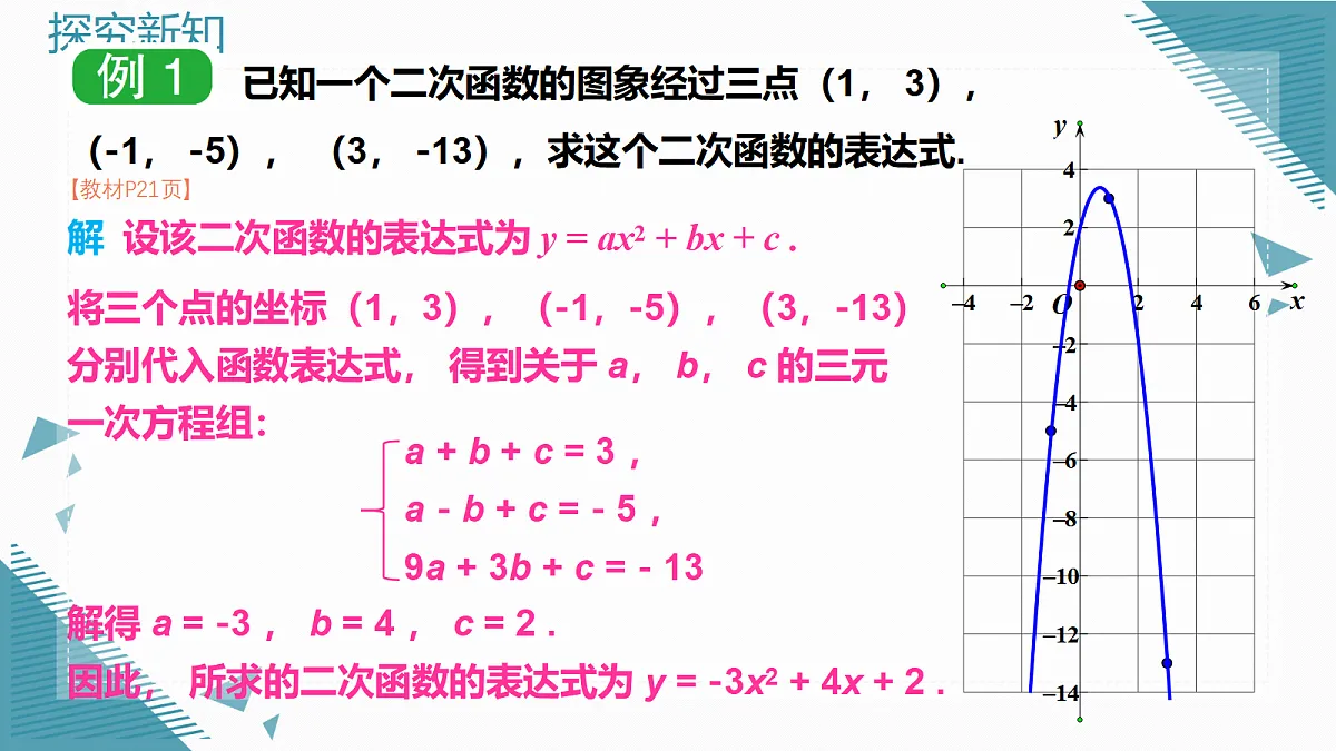 2026学年新湘教版初中数学九年级上册4.3 二次函数的表达式的求法课件第5页