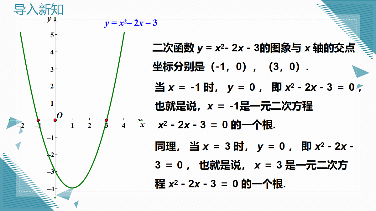 2026学年新湘教版初中数学九年级上册4.4 二次函数与一元二次方程的关系课件第3页