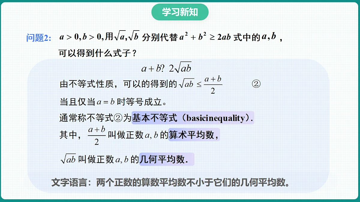 2.2《基本不等式》第1课时 课件 人教版(2019)高一数学必修一第7页