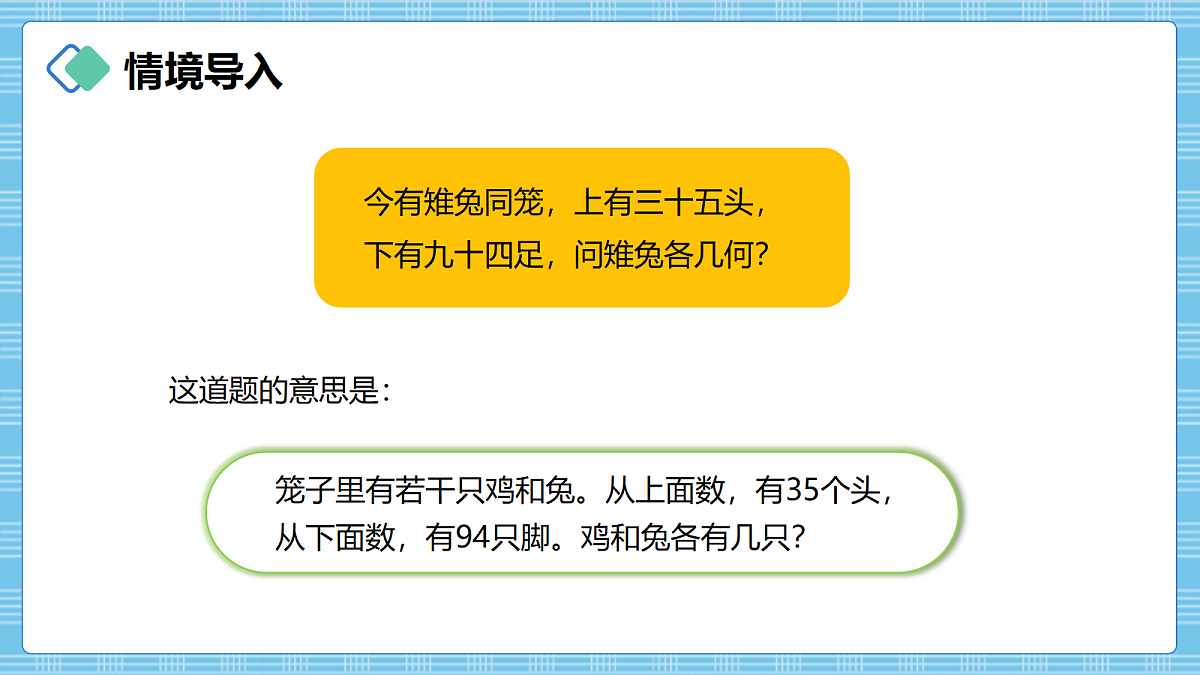 (2026新教材)人教版小学数学四年级上册数学广角《鸡兔同笼》PPT课件第2页