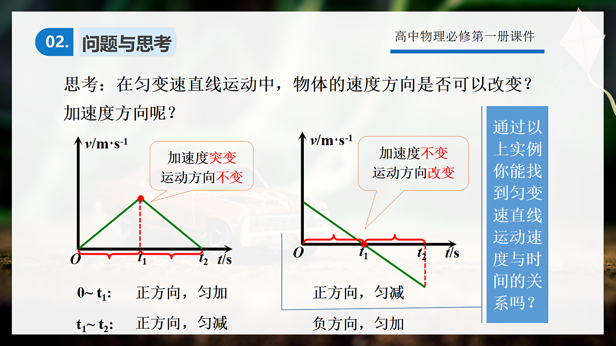 2.2 匀变速直线运动的速度与时间的关系第7页