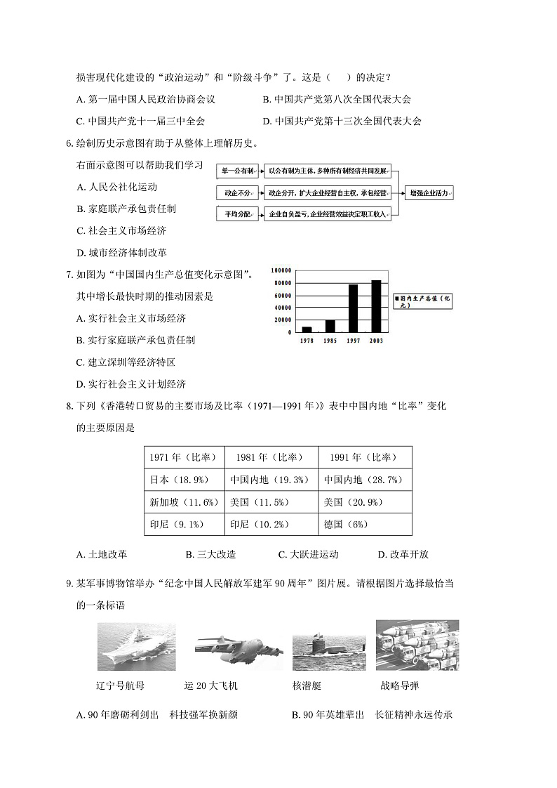 重庆市璧山区2020-2021学年八年级下学期期中考试历史试题(word版 含答案)02