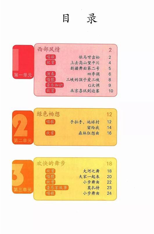 人教版音乐（简谱）五年级上册电子课本（高清版）第2页