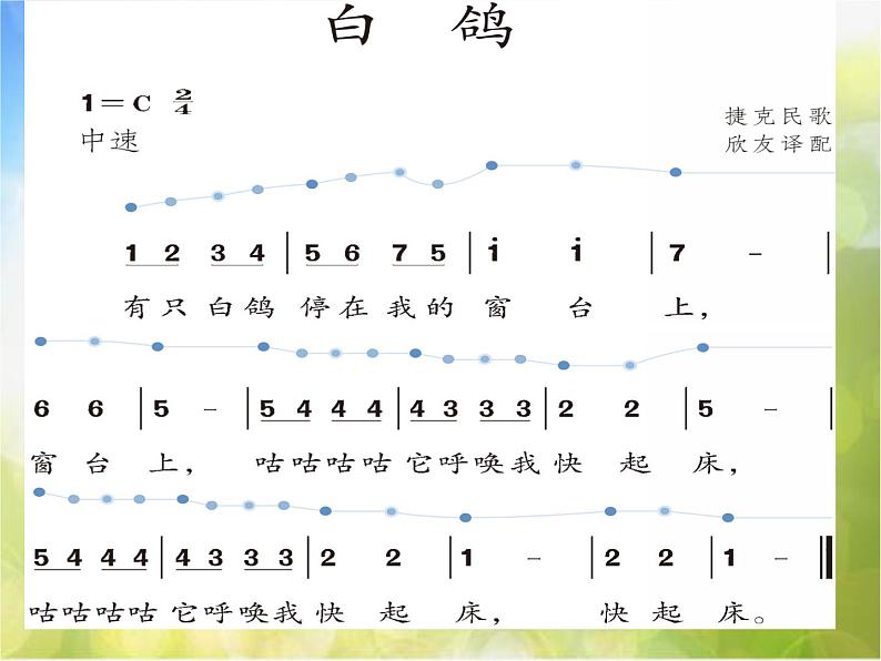 小学三年级上册音乐-第六单元《白鸽》--人教新课标(9张)(1)ppt课件第5页