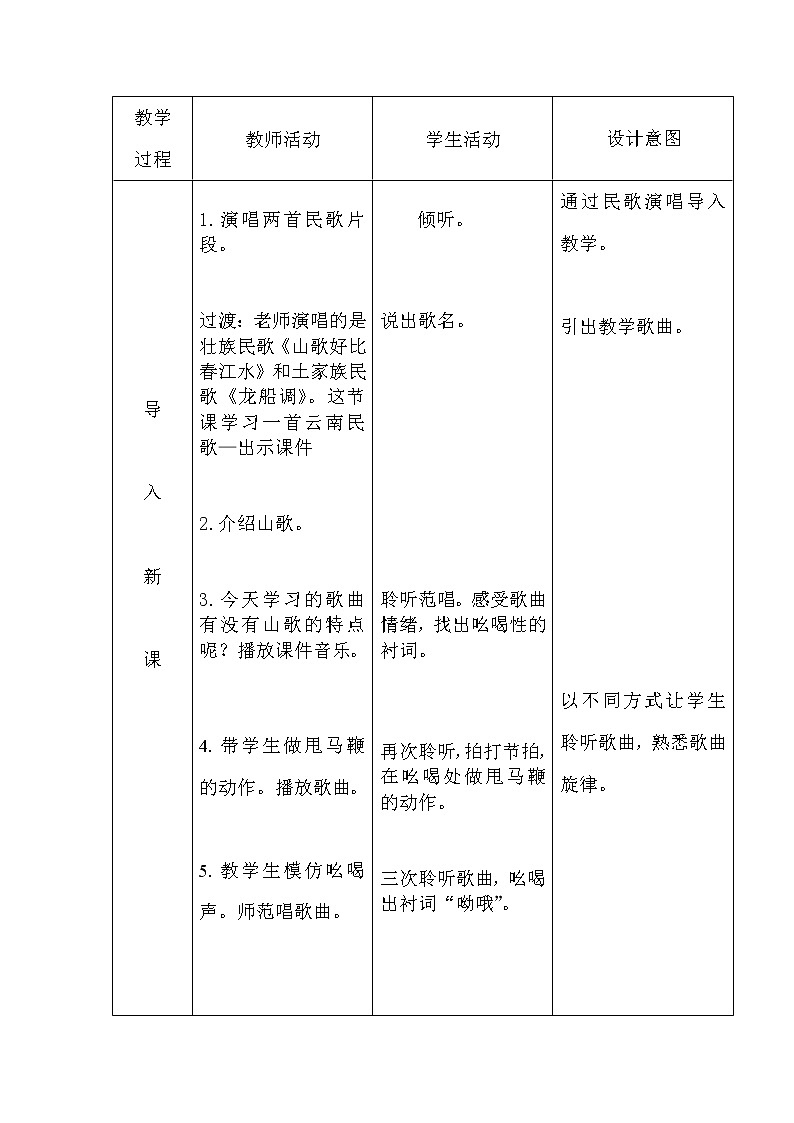 人教新课标三年级上册音乐第二单元 唱歌　放马山歌-教案02