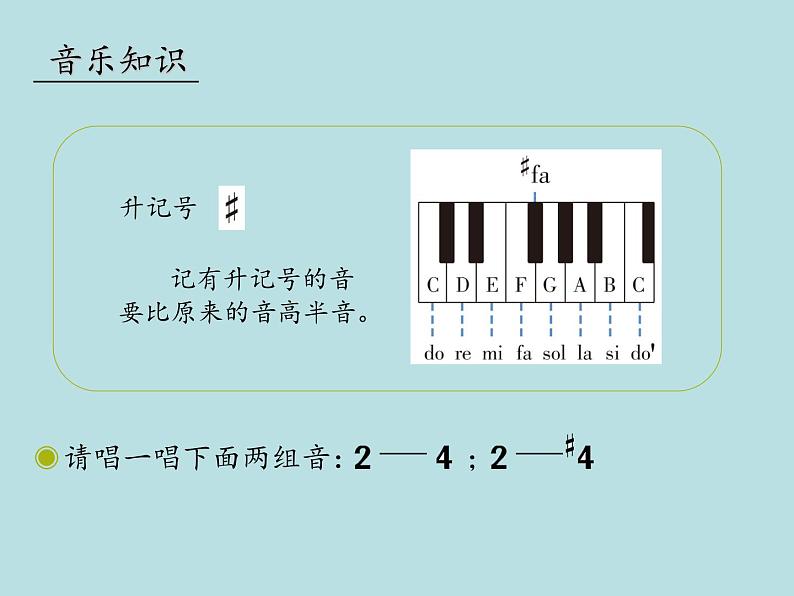 人教版新课标四年级上册音乐 第四单元 音乐知识  升记号（课件）02