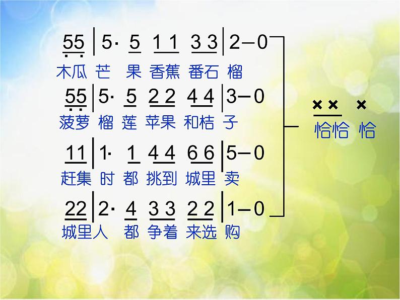 小学三年级上册音乐-第二单元《木瓜恰恰恰》--苏少版(17张)ppt课件07