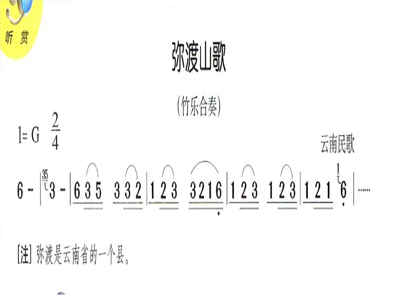 小学三年级上册音乐-弥渡山歌-接力版(11张)ppt课件第4页