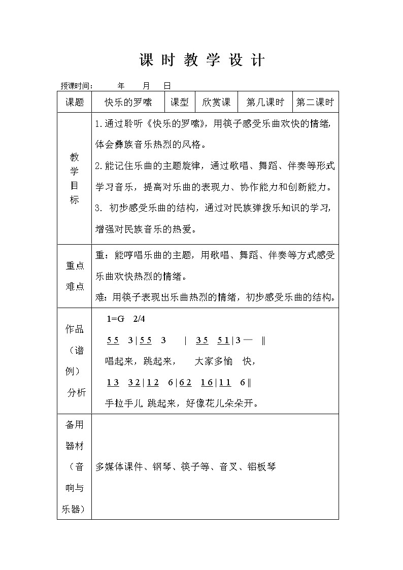音乐 人音版（简谱） 二年级上 第2课 聆听 快乐的罗嗦(1)教案第1页