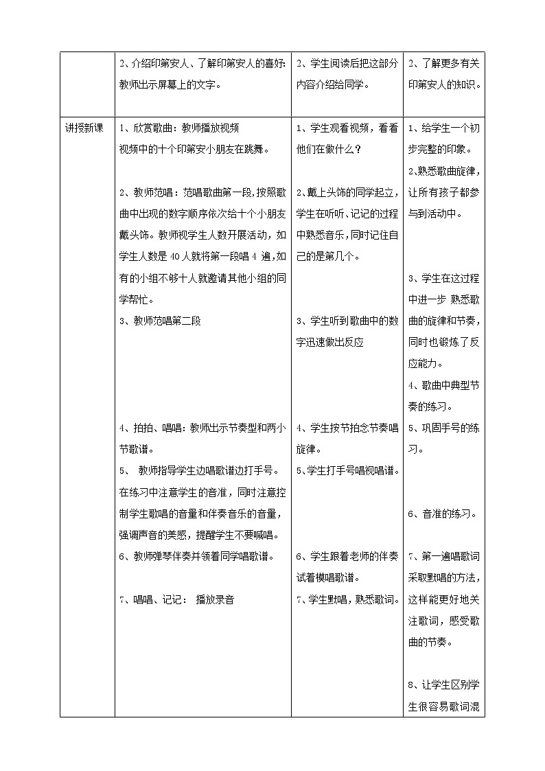 一年级下册第3课《十个小印第安人》（教案）第2页