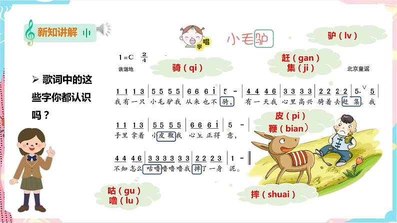 小学音乐花城版一年级下册第7课第2课时《小毛驴》课件+教案+素材06