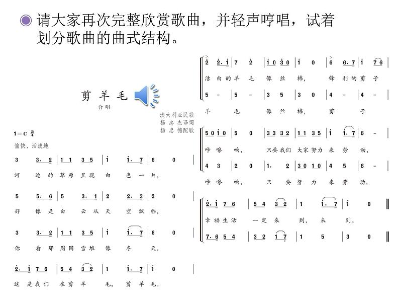 接力版音乐一年级上册第三单元热闹的山乡 （听赏）剪羊毛课件PPT08