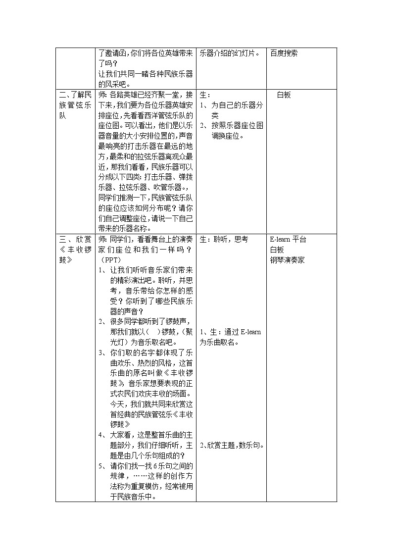 人音版小学五年级上册《3丰收锣鼓》word教案第2页
